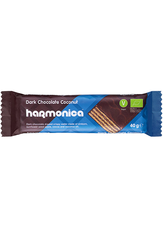 Harmonica Chocolate Coated Wafer With Coconut - Real Natural Chocolate, 40g