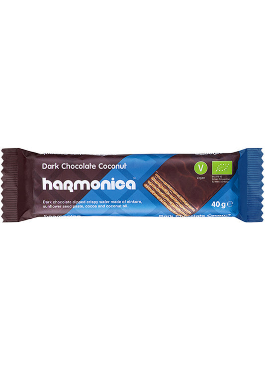 Harmonica Chocolate Coated Wafer With Coconut - Real Natural Chocolate, 40g