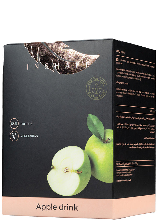 Inshape Gluten-free High-protein (68%) Apple Drink Meal Replacement – Low-carb, Low-fat, Vegetarian, In 25g Sachet