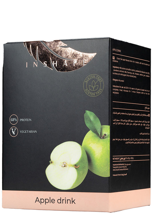 Inshape Gluten-free High-protein (68%) Apple Drink Meal Replacement – Low-carb, Low-fat, Vegetarian, In 25g Sachet
