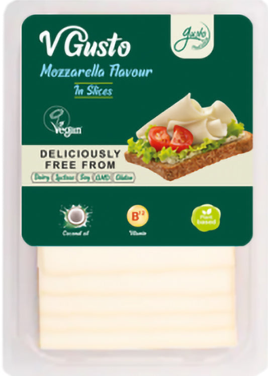 Gusto Dairy Mozzarella Slices 200g - Vegan, Subtle Flavor, Ideal For Toasts And Pizzas