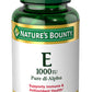 Nature's Bounty E-1000 وحدة دولية دي ال-ألفا لدعم مضادات الأكسدة 60 كبسولة هلامية