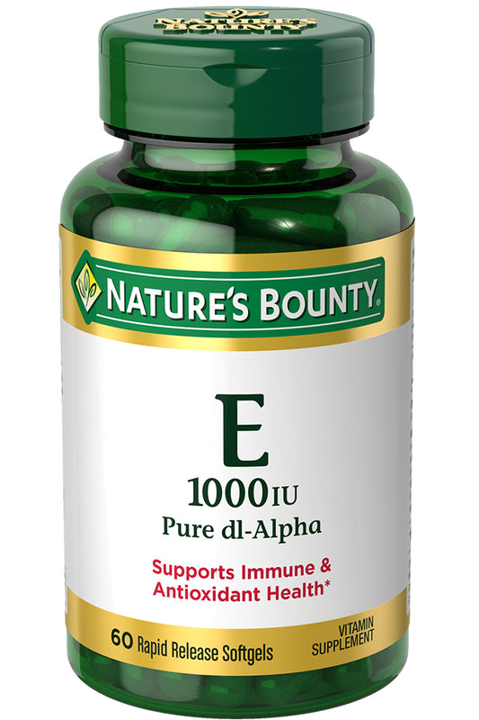 Nature's Bounty E-1000 وحدة دولية دي ال-ألفا لدعم مضادات الأكسدة 60 كبسولة هلامية