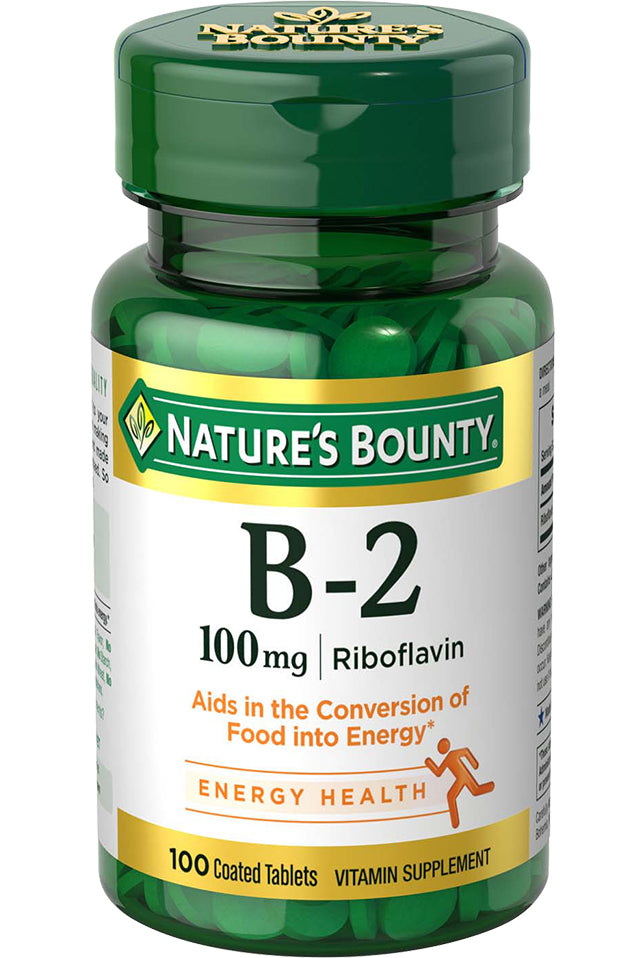 Nature's Bounty فيتامين ب2 100 ملجم ريبوفلافين لدعم استقلاب الطاقة 100 قرص