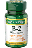 Nature's Bounty فيتامين ب2 100 ملجم ريبوفلافين لدعم استقلاب الطاقة 100 قرص