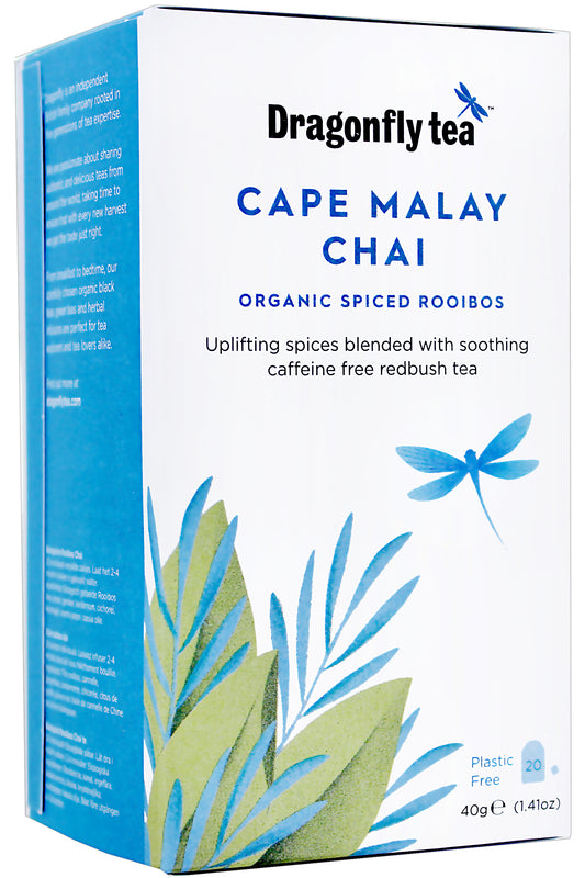 Dragonfly Tea Cape Malay Chai Spiced Rooibos Caffeine-free Antioxidant-rich 20 Sachets Aromatic