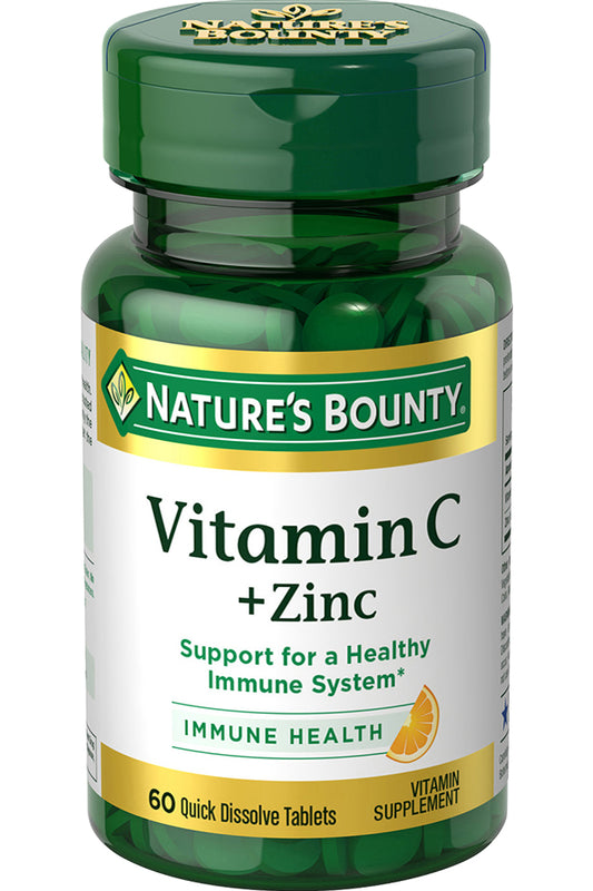 Nature's Bounty فيتامين سي بلس الزنك سريع الذوبان لدعم المناعة 60 قرصًا