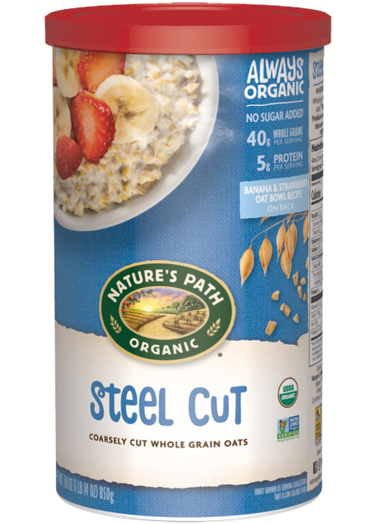 Nature's Path Hot Oatmeal - Steel Cut Organic Oats 850g - Whole Grain, Ideal For Hearty Breakfasts
