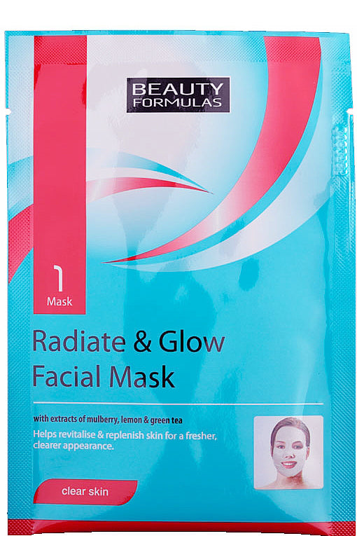 Beauty Formulas Radiate & Glow Brightening Facial Mask With Green Tea Extract - 1 Mask