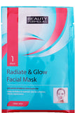 Beauty Formulas Radiate & Glow قناع الوجه المفتح مع خلاصة الشاي الأخضر - قناع واحد