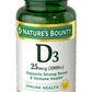 Nature's Bounty فيتامين D3 1000 وحدة دولية لدعم صحة العظام والجهاز المناعي 120 كبسولة