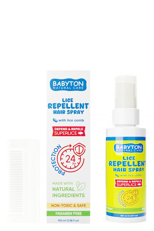 بخاخ شعر بيبيتون طارد قمل الرأس طبيعي غير سام خالٍ من البارابين للحماية الفائقة من قمل الرأس 100 مل مع مشط قمل الرأس