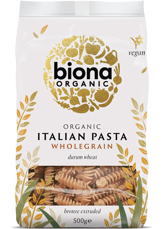 Biona Wholewheat Fusilli 500g - Organic, Bronze Die Extruded, Slow Dried