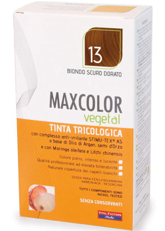 Vital Factor Maxcolor 13 أشقر غامق ذهبي 140 مل مع Stimu-tex® والمورينجا