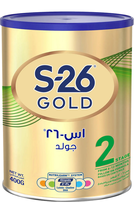 إس-26 بروميل جولد حليب أطفال رقم 2 دعم غذائي لفترة الفطام الصحي مع البريبايوتكس 400 جرام