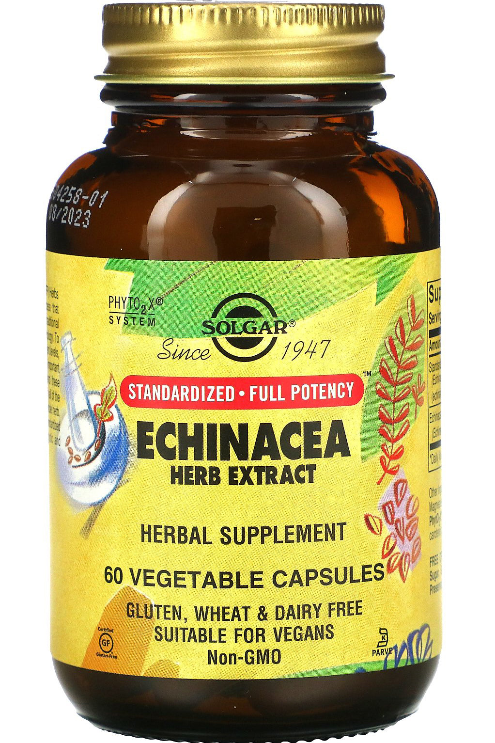 Solgar Echinacea Purple Coneflower 4% Echinacosides Standardized Immune Support 60 Vegetable Capsules