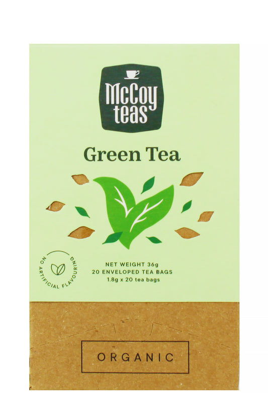 Mccoy Organic Green Tea 20 Enveloped Tea Bags Rich In Antioxidants & Supports Brain Function