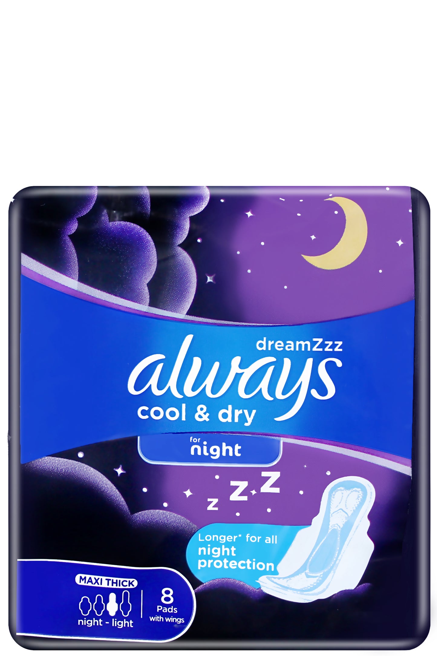 Always Dreamzpad Nightwings 8 فوط لامتصاص طوال الليل وملمس لطيف