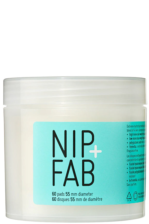Nip Fab Micellar Pads Extreme Hydration With Hyaluronic Acid - 30 Count, Gentle Cleansing For All Skin Types