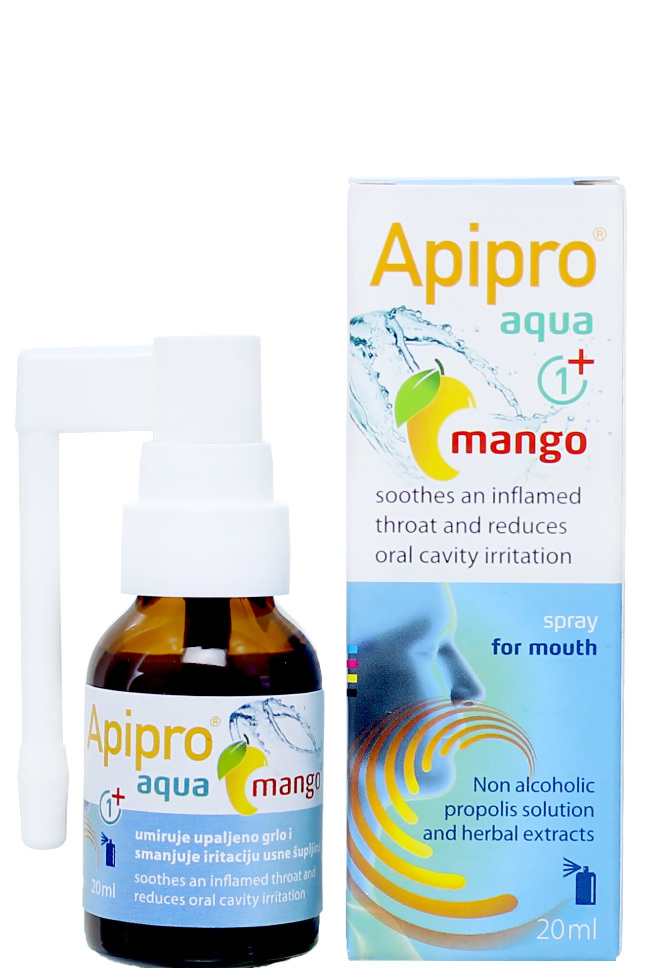 Apipro Aqua Mango، بخاخ فموي 20 مل بنكهة المانجو الطبيعية
