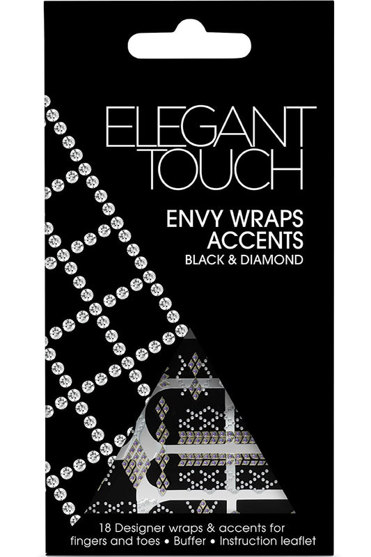 أغطية أظافر Elegant Touch Envy Accents - تصميم الألماس الأسود