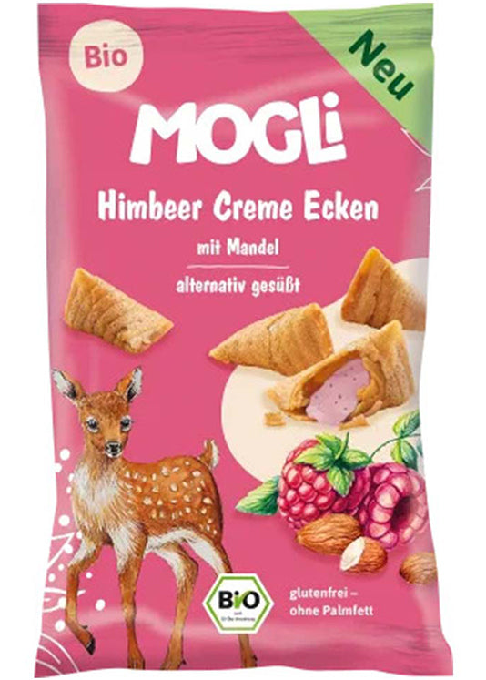 Mogli Organic Raspberry Bites 30g - Gluten-free Wafer Pockets With Raspberry Cream And Almond Butter