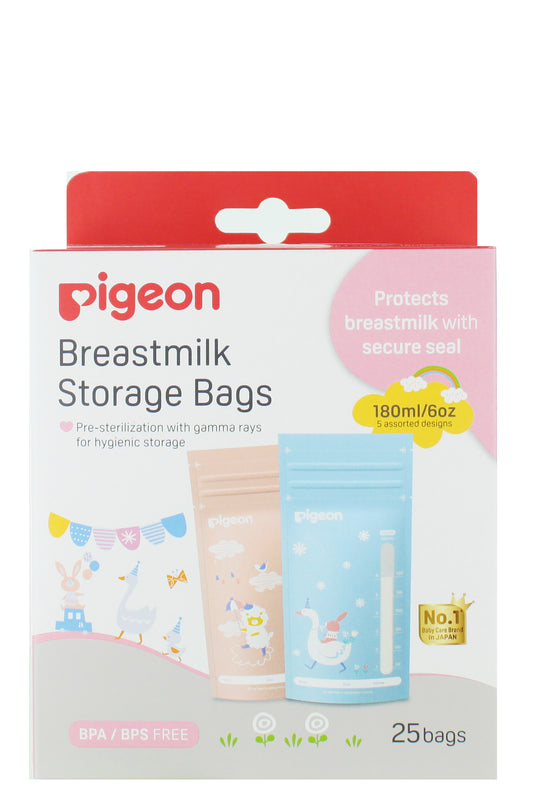 Pigeon Breast Milk Storage Bags - Bpa-free, Pre-sterilized, Leak-proof, 6 Oz (180 Ml) Pack Of 50