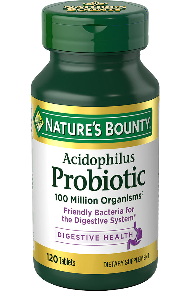 Nature's Bounty Acidophilus Probiotic دعم الجهاز الهضمي والمناعي 120 قرصًا