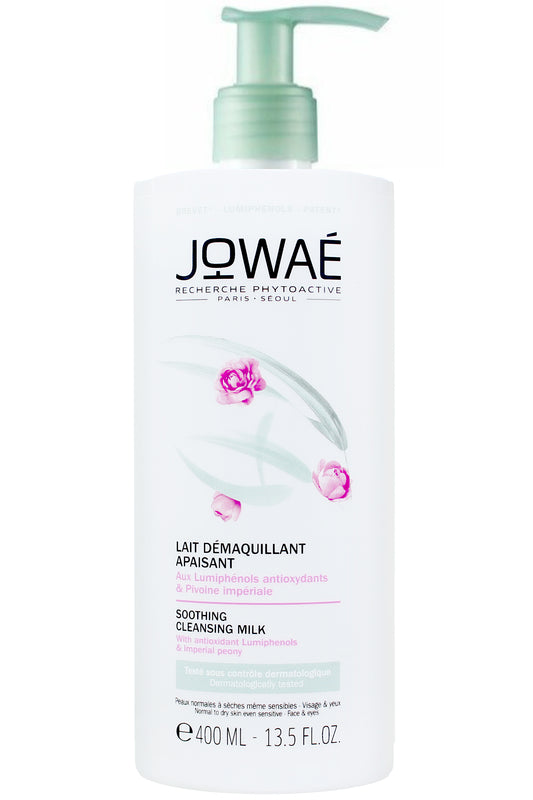 Jowae Soothing Cleansing Milk Gentle Makeup Remover With Peony & Lumiphenols 400ml For Dry, Sensitive Skin