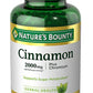 Nature's Bounty Hp Cinnamon 2000mg مع الكروم لدعم التمثيل الغذائي 60 كبسولة