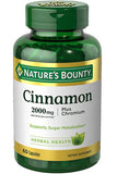 Nature's Bounty Hp Cinnamon 2000mg مع الكروم لدعم التمثيل الغذائي 60 كبسولة