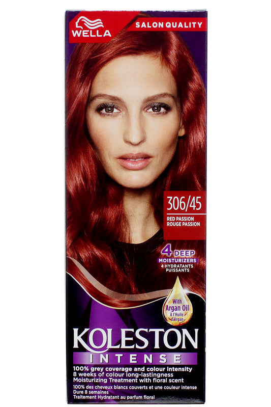 Wella Koleston Intense 306/45 Red Professional Hair Color Long-lasting Vibrant Hue With 100% Grey Coverage 50ml