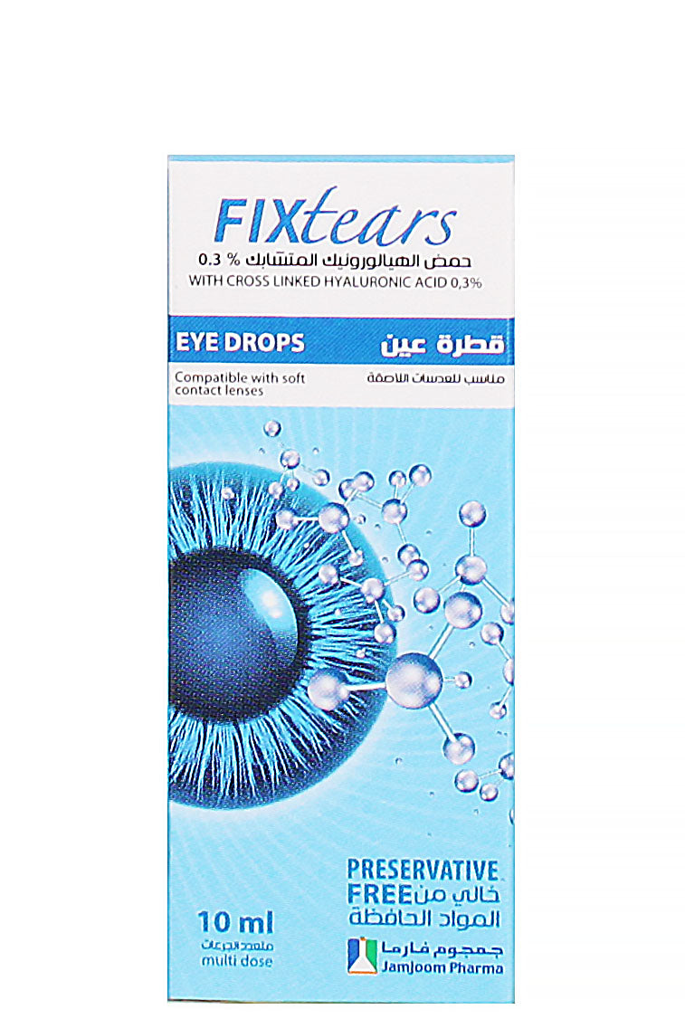 Fixtears، قطرة عين طويلة المفعول 10 مل مع حمض الهيالورونيك، خالية من المواد الحافظة