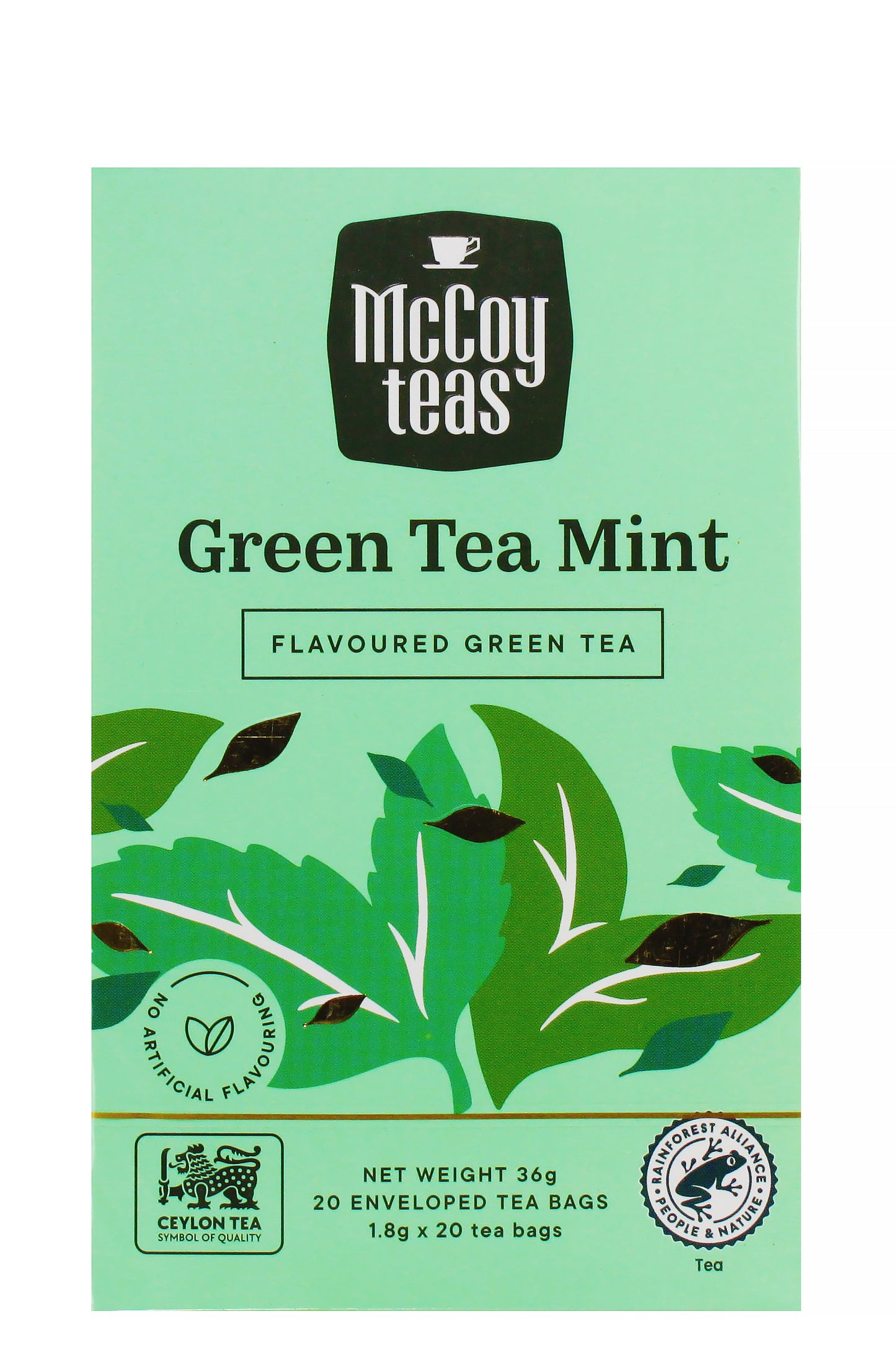 Mccoy Green Tea Mint Refreshing Antioxidant Beverage With Soothing Mint Flavor 20 Tea Bags 36g