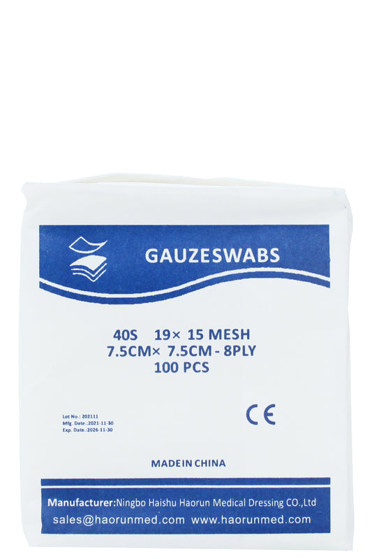 Sum, 7.5 Cm X 7.5 Cm, 100 Highly Absorbent 100% Cotton Sterile Gauze Swabs, Bulk Pack