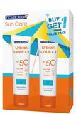 مجموعة نوفاكلير للعناية بالشمس للبشرة الجافة مع واقي شمسي مرطب بعامل حماية SPF 50+ - 2 × 40 مل حماية خفيفة غير دهنية
