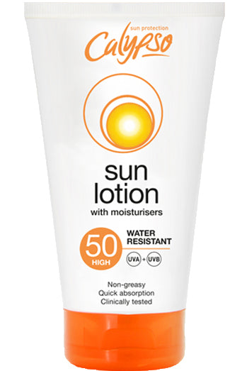 كريم الحماية من الشمس Calypso Spf50 عالي الحماية مع مرطبات 150 مل تركيبة خفيفة الوزن غير دهنية