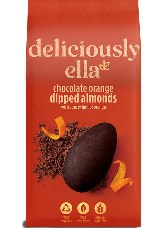 Deliciously Ella Chocolate Orange Dipped Almonds 81g - Zesty Orange, Vegan Chocolate