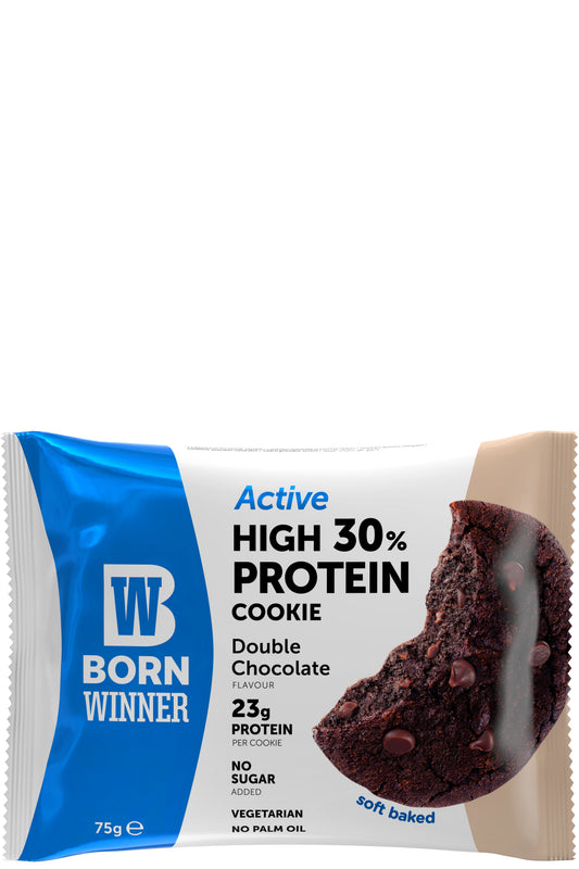 Born Winner Active Protein Cookie Double Choco High-protein Guilt-free Snack 75g No Palm Oil Vegetarian