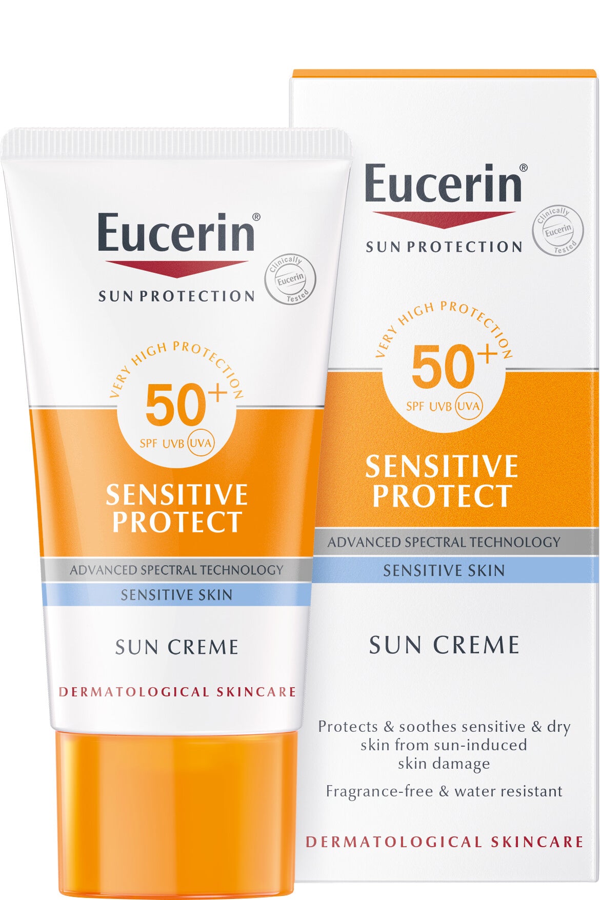واقي الشمس للوجه Eucerin Sensitive Protect بعامل حماية SPF50+ للبشرة الجافة وللوقاية من التصبغات - 50 مل