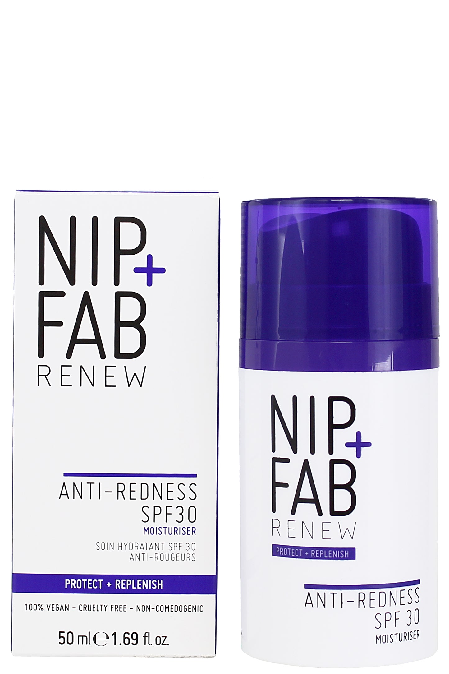 مرطب نيب فاب المضاد للاحمرار مع عامل حماية SPF 30 والنياسيناميد ومستخلص شجيرة الفراشة - 50 مل، تركيبة خفيفة الوزن وغير دهنية