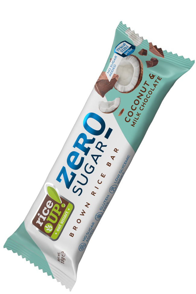 Rice Up Brown Rice Bar Coconut & Milk Chocolate Gluten-free Snack With Magnesium & Proviotic 30g