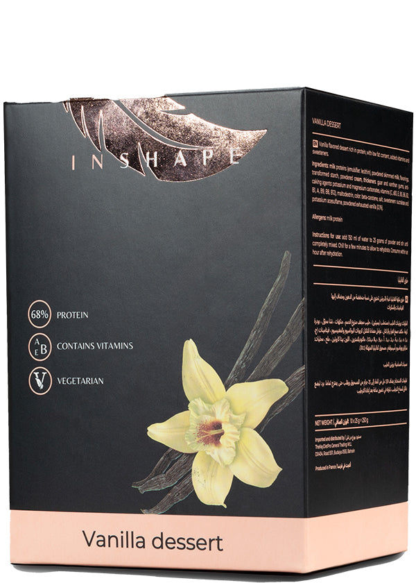 Inshape High-protein (68%) Vanilla Dessert Meal Replacement - Low-carb, Low-fat, Vegetarian, With Added Vitamins & Sweeteners, In 25g Sachet