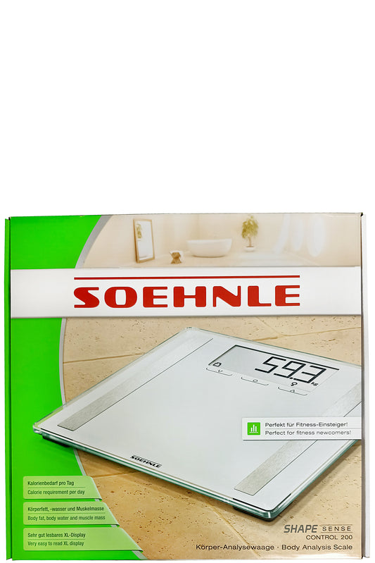ميزان تحليل الجسم من Soehnle مع حساب السعرات الحرارية، سعة تحميل 180 كجم، شاشة LCD كبيرة، التعرف على المستخدم