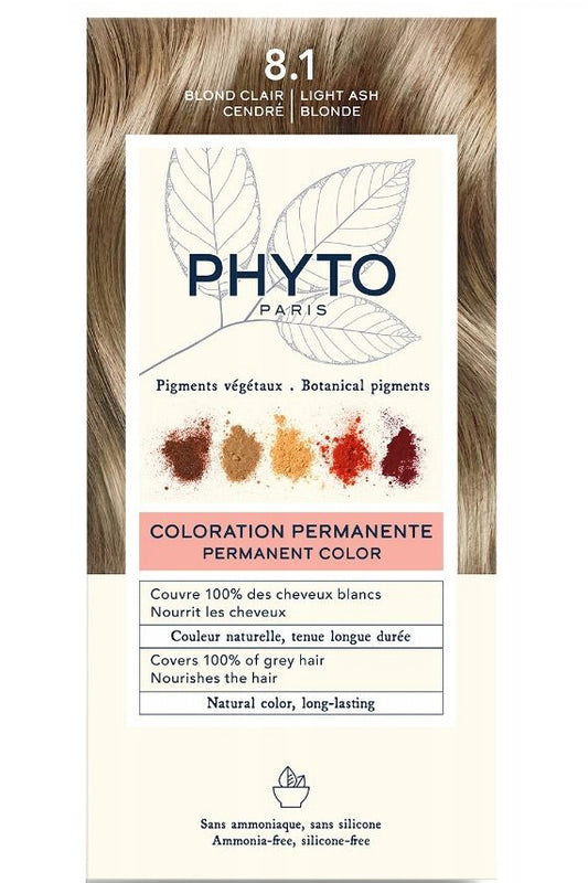 Phyto Color Kit صبغة شعر 8.1 إبرازات حيوية مع أصباغ نباتية 1 كريم عدة