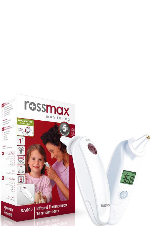 ميزان حرارة الأذن بالأشعة تحت الحمراء Rossmax Ra600 - قراءات سريعة ودقيقة، منبه الحمى، تخزين 9 ذكريات