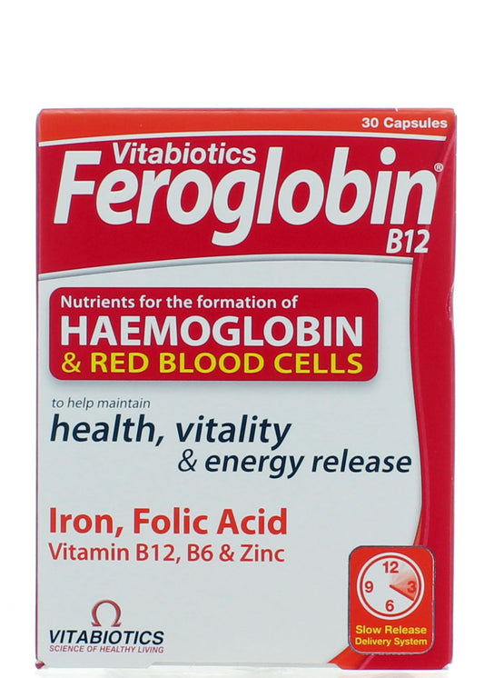 Vitabiotics Feroglobin B12 كبسولات بطيئة المفعول من مركب الحديد 30 كبسولة