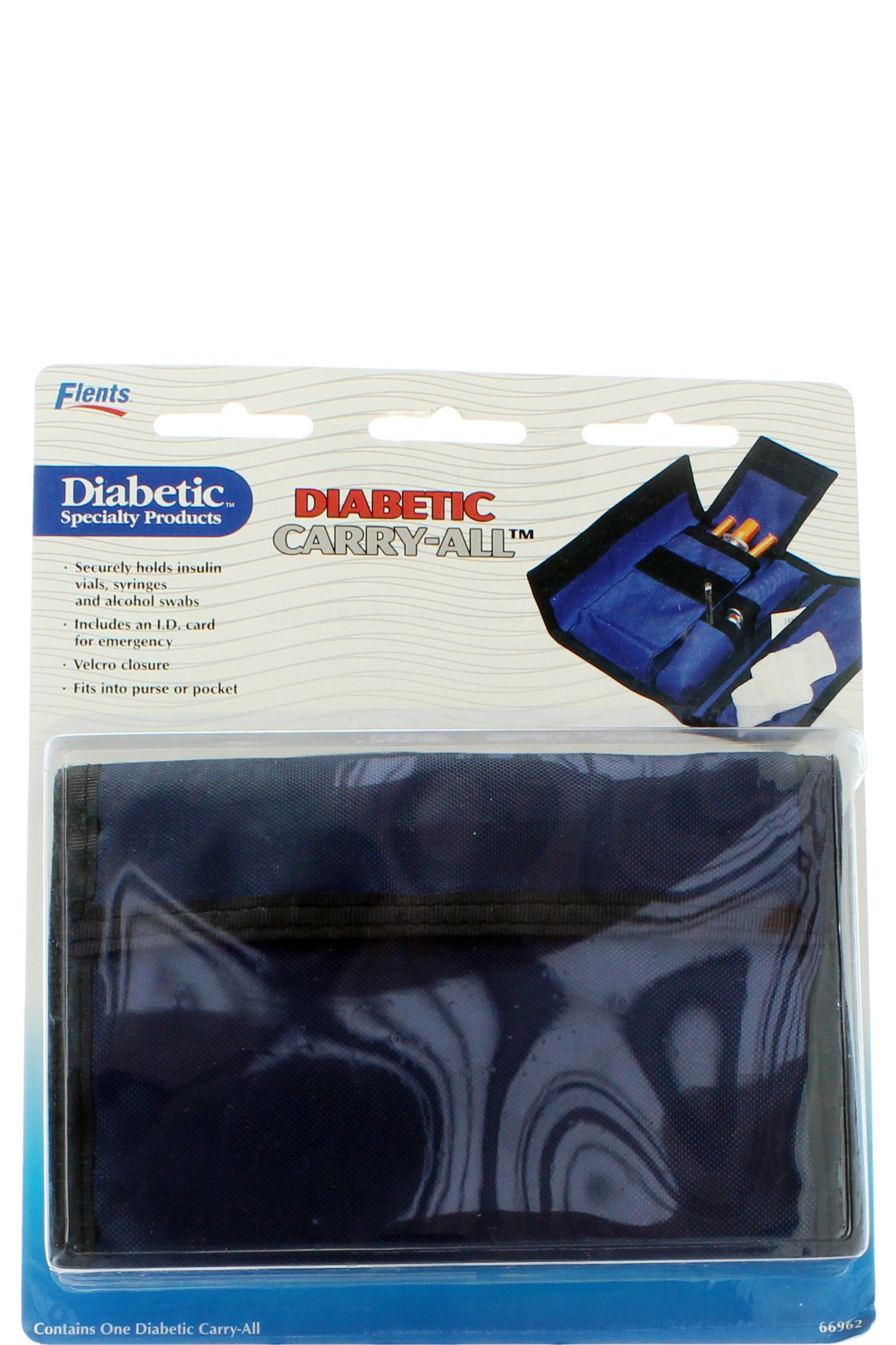 منظم الأنسولين المدمج Flents Diabetic Carry-all مع إغلاق فيلكرو وفتحة للبطاقة التعريفية