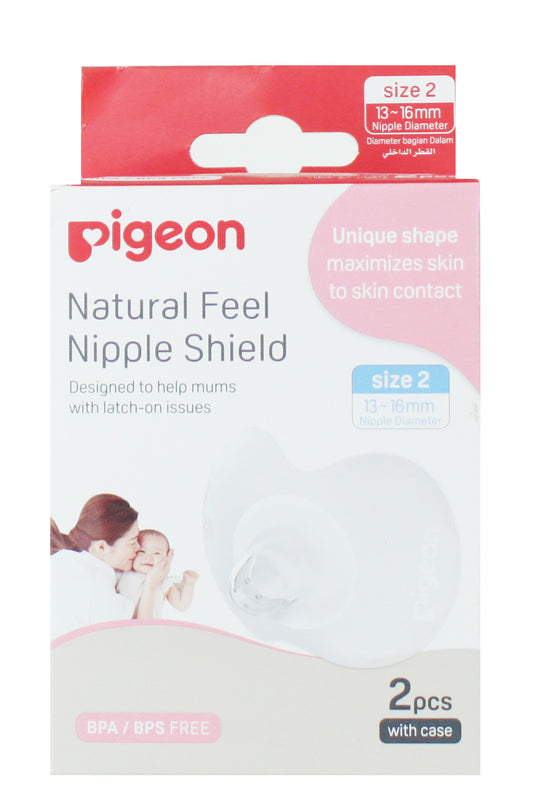 Pigeon Natural Feel Nipple Shield Soft Silicone Comfort For Breastfeeding Size 2 (m)