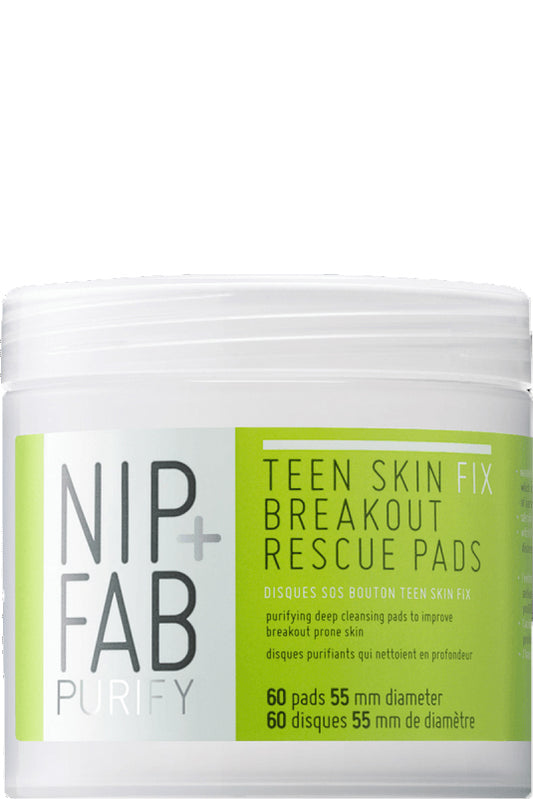 Nip Fab Teen Skin Fix Breakout Rescue Pads With Wasabi Extract For Blemish Fighting And Purifying - Pre-soaked Pads For Clearer Skin